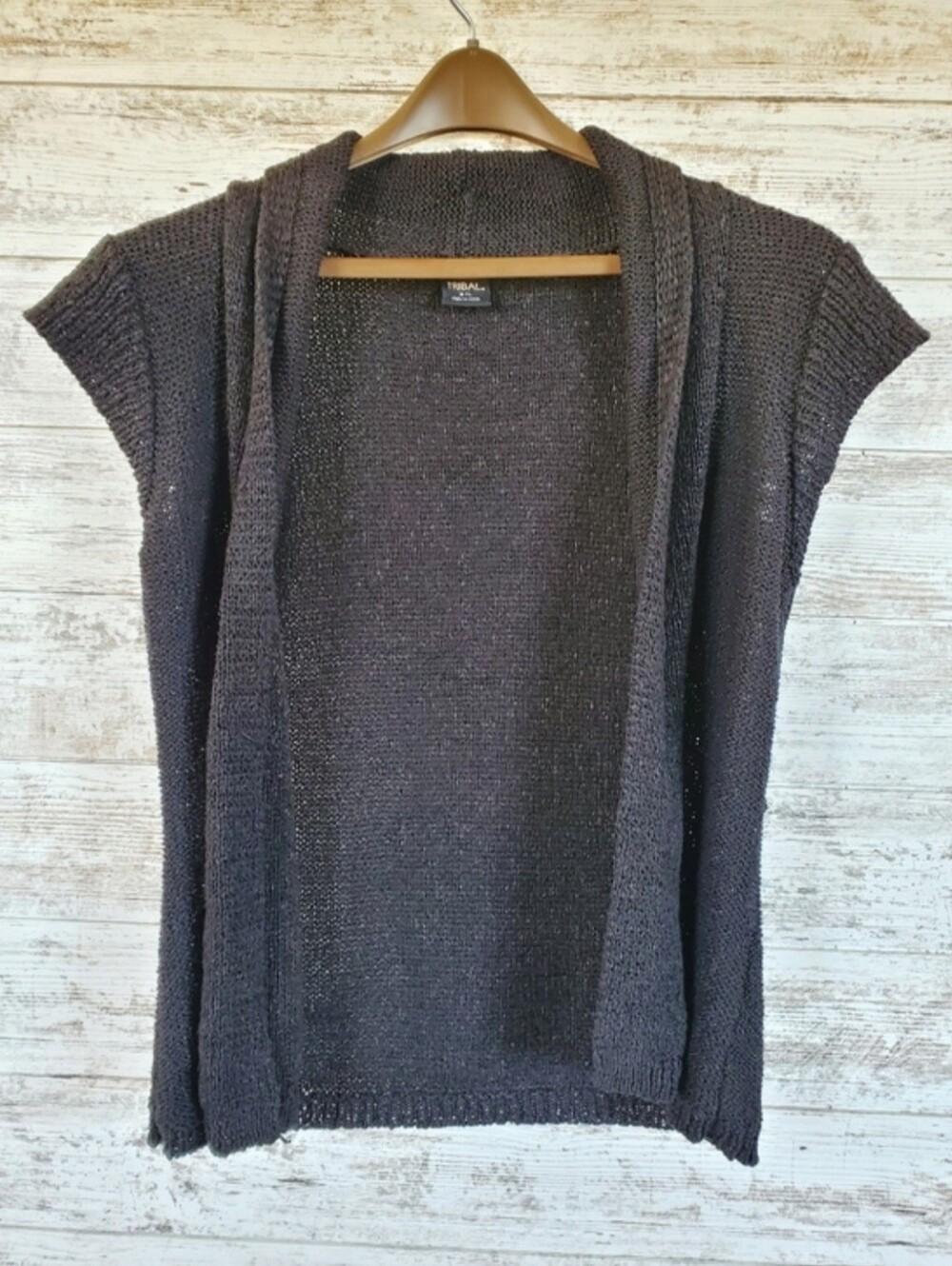 Tribal Fashion Black Open Front Knit Cardigan Vest Sleeveless Sweater
